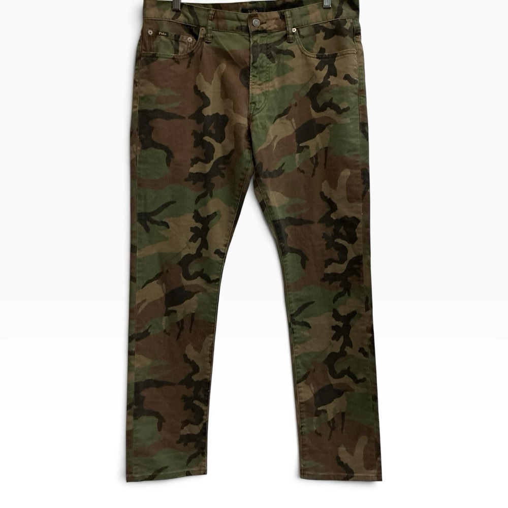 Polo Ralph Lauren Sullivan Slim Camo Pony Logo Pants 34 X 32 Woodland Camouflage